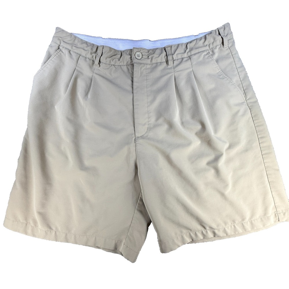 Reebok Golf Shorts Mens 46 Beige Khaki Performance Stretch Casual Flat Front